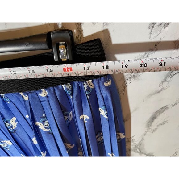 Lane Bryant Womens Pleated Midi Skirt Size 16 Blue & White Floral Print Elastic - Picture 7 of 7